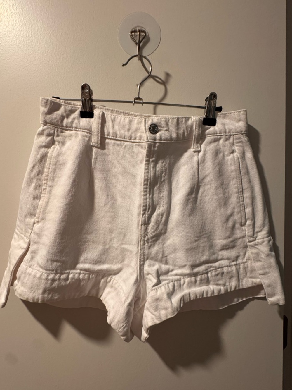 7 For All Mankind White Women's High-Rise Denim Shorts
